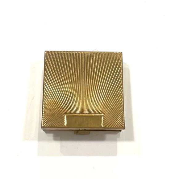 Volupte USA Mid Century Modern Brass Mirrored Miniature Powder Compact